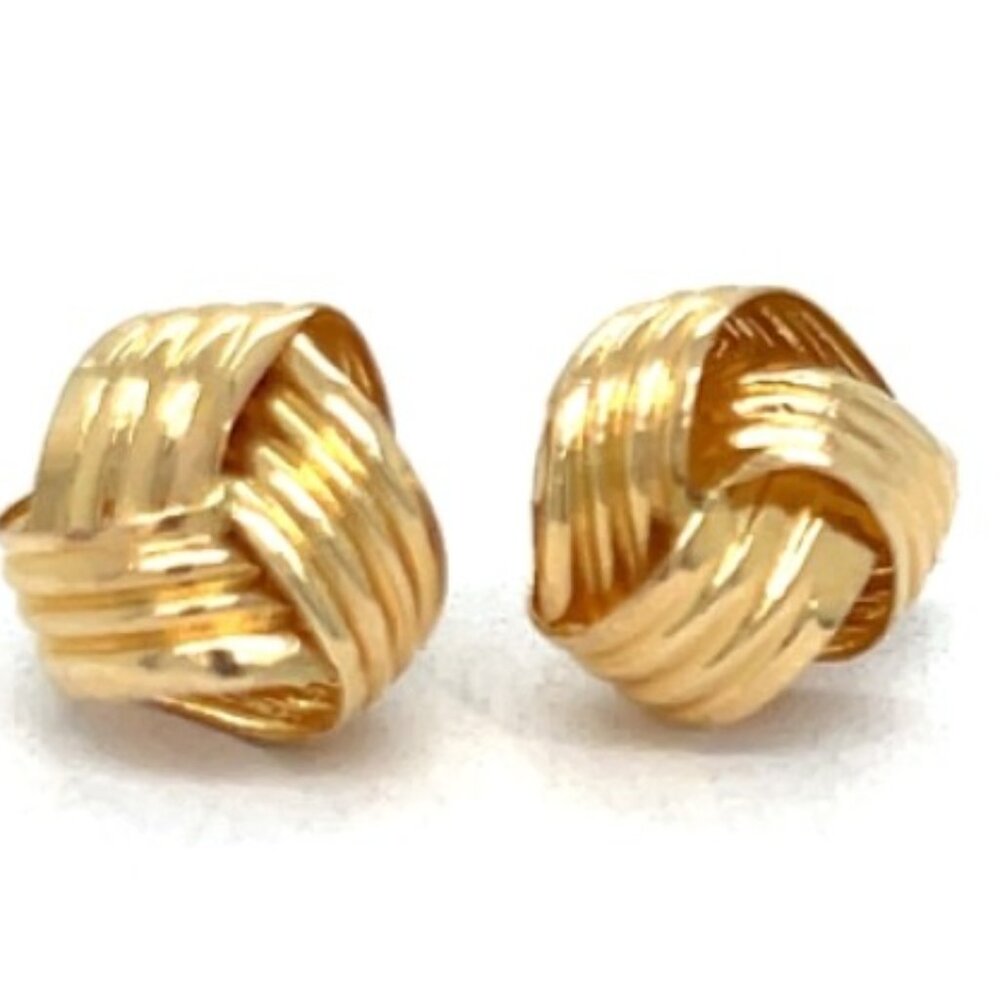 14K Knotted Yellow Gold Studs - Picture 1 of 4